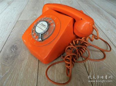 老国货收藏2009-70年代上海电讯器材厂拨盘电话机-橙色好品1.25KG
